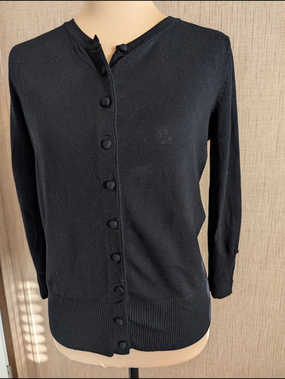Philosophy Solid Black Button-Front Knit Cardigan